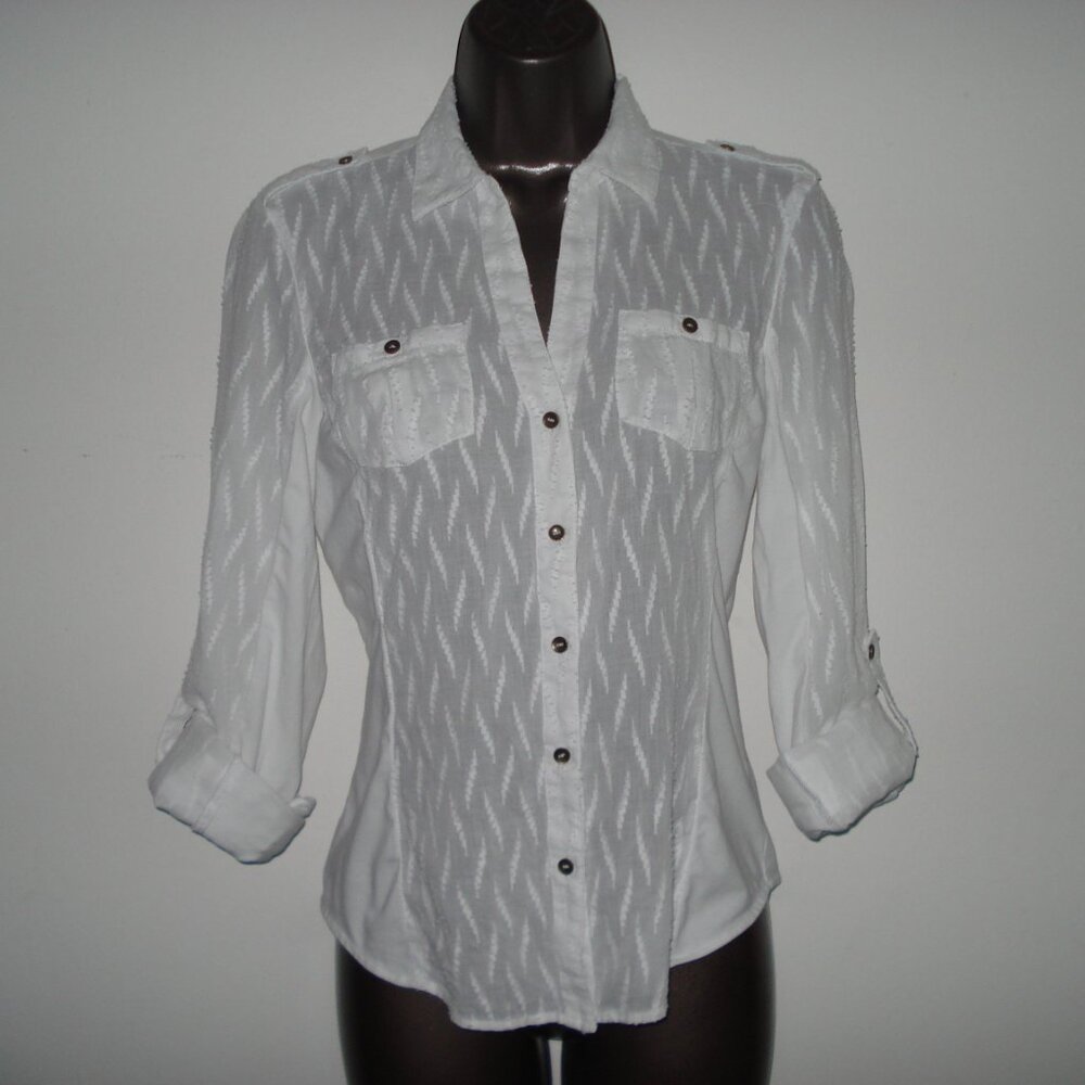 Jones New York White Cotton Shirt- Small